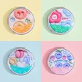 Portable folding mini makeup mirror with 3D embossed quicksand floral and cartoon designs - Tulip Series (Round)