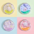 Portable folding quicksand makeup mirror with 3D cartoon patterns in four pastel colors - Flower Rabbit Series (Round)