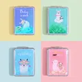 Portable folding makeup mirror with glitter quicksand and cute cartoon llama and panda patterns - Alpaca Series (Rectangular)