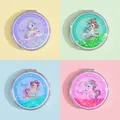 Set of four pastel unicorn folding mirrors with glitter quicksand finish in diverse colors - Unicorn Series (Round)