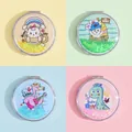 Portable folding quicksand makeup mirror with cartoon designs in display box set - Coffee Cup Cat Series (Round)