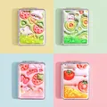 Portable folding makeup mirror with cute cartoon rabbit prints and glitter quicksand design - Fruit Series (Rectangular)