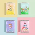Set of 4 quicksand glitter pocket mirrors with cute cartoon animals and foldable design - Fox Series Display Box (Rectangular)