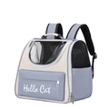 Breathable pet backpack with transparent window in light blue and cream white color - 37*34*25cm / Blue