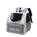 Grey and white breathable pet backpack with mesh window and Hello Cat pocket - 37*34*25cm / Gray