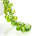 Faceted olive green crystal beads with teardrop shape for jewelry making accessories - Olive Green AB / 6mm (approximately 87 Beads Per Strip)