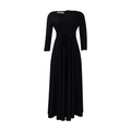 Close-up of black long sleeve maxi dress with waist tie and invisible back zipper - Black