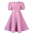 Abito rosa linea A per bambine con maniche a sbuffo e silhouette a vita elegante - Rosa loto