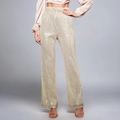 Pantalon à sequins champagne doré à taille haute et coupe évasée pour soirée habillée - S / Champagne