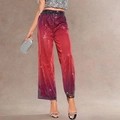 Pantalones de pernera ancha con lentejuelas degradadas y cintura alta elástica - Degradado Púrpura / S