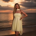 Hellgelbes Chiffon-Bandeau-Minikleid mit passendem Halstuch für den Strandurlaub - S / Gelb