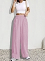 Pantaloni larghi a vita alta da donna con strisce rosa e bianche per l'estate - S / Rosa Rosso