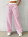 Pantaloni a gamba larga a righe verticali rosa e bianche con coulisse a vita alta - S / Rosa