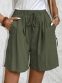 Damen Freizeitshorts in Olivgrün mit elastischem Kordelzug und Seitentaschen - S / Armeegrün