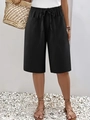 Pantaloncini retrò casual neri da uomo con vita elasticizzata e tasche laterali - S / Nero