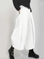 Pantaloni bianchi a gamba larga plissettati da donna con drappeggio fluido e stile minimal - XL / Bianco