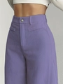 High-waist wide leg corduroy trousers in lavender purple with metal button detail - Lavender