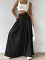Pantaloni neri a vita alta da donna a gamba larga con doppi bottoni e stile retrò - S / Nero