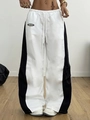 Pantalon cargo large taille haute pour femme avec contraste et cordon de serrage - S / Blanc