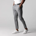 Slim fit men's casual light gray cotton pants with elastic waist and business style - S / Gray