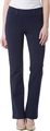 Détail du pantalon ajusté bleu marine avec taille haute et passants de ceinture décoratifs - S / Bleu foncé