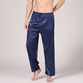 Pantaloni del pigiama da uomo in raso tipo seta con coulisse in vita e taglio rilassato - 3XL / Blu
