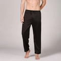Pantaloni del pigiama da uomo in raso di seta nero con elastico in vita e coulisse - 3XL / Nero