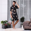 Peignoir en satin noir pour hommes avec motif dragon doré et ceinture à la taille - M / Peignoir Noir et Short