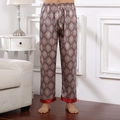 Men's luxury silk pajama pants featuring vintage red and grey geometric patterns - Red Square