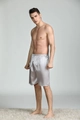 Men's ice silk pajama shorts in silver grey satin with elastic waist for home comfort - Silver