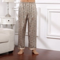 Men's champagne satin pajama pants with vintage geometric patterns and elastic waistband - Light Yellow