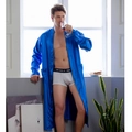 Peignoir en satin bleu royal pour hommes, robe de chambre soyeuse mi-longue élégante - Bleu royal