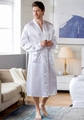 Luxurious white satin men's long bathrobe with shawl collar and adjustable waist belt - M / White
