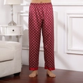 Herren-Schlafanzughose aus Satin in Dunkelrot mit Rautenmuster und elastischem Bund - L / Tiefrot Floral