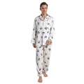 Pyjama homme en soie glacée avec imprimé panda et bambou en finition blanc crème - Panda Manches Longues Pantalon (Homme)