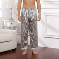 Men's silver silk pajama pants with geometric circle patterns and elastic waist - Silver Circle