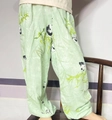 Detail of light green mosquito pants with panda prints and elasticized leg cuffs - 100 (Height 85-95) / Green Panda
