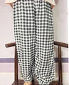 Detailed view of kids breathable black and white gingham pattern bloomers with elastic cuffs - 100 (Height 85-95) / Black White Grid