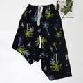 Navy blue cotton pajama pants with coconut tree and sailboat print and white drawstring - Coconut Tree