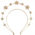 Golden double-layer celestial halo headband with sparkling rhinestone star decorations - Gold Hexagram Headband