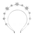Elegant double-layered silver halo headband with sparkling rhinestone starburst ornaments - Silver Hexagram Headband