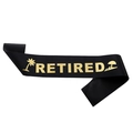 Elegante schwarze Satin Retired Schärpe mit Goldfoliendruck und Palmenmotiven für Feiern - Einheitsgröße / Schwarz