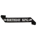 Schwarze Birthday King Schärpe mit silberner Schrift und Krone für Geburtstagsfeiern - Schwarz Silber