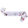 Weiße Satin-Schärpe Mommy to Be mit roségoldener Schrift und rosa Blumenmustern - Roségold Mommy To Be