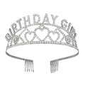 Dettaglio della corona Birthday Girl argento con strass scintillanti e forme a cuore - Argento