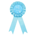 Light blue Big Sister award ribbon badge for baby shower parties with satin finish - Lake Blue Badge