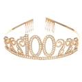 Tiara dorata per il 100° compleanno con cristalli scintillanti e decori eleganti - Oro