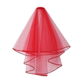 Détail d'un voile de mariée rouge double couche avec ourlet lisse et texture en tulle - Rouge