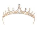 Couronne diadème en cristal doré avec strass scintillants pour fête d'anniversaire - Couronne Dorée