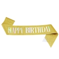 Banda de cumpleaños dorada con purpurina y letras holográficas de Happy Birthday - Feliz Cumpleaños / Oro Oscuro Iridiscente